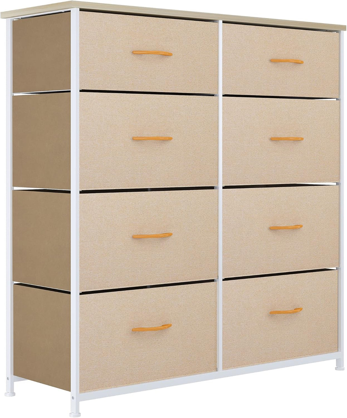 8 Drawer Fabric Dresser with Steel Frame and Wooden Top R228079