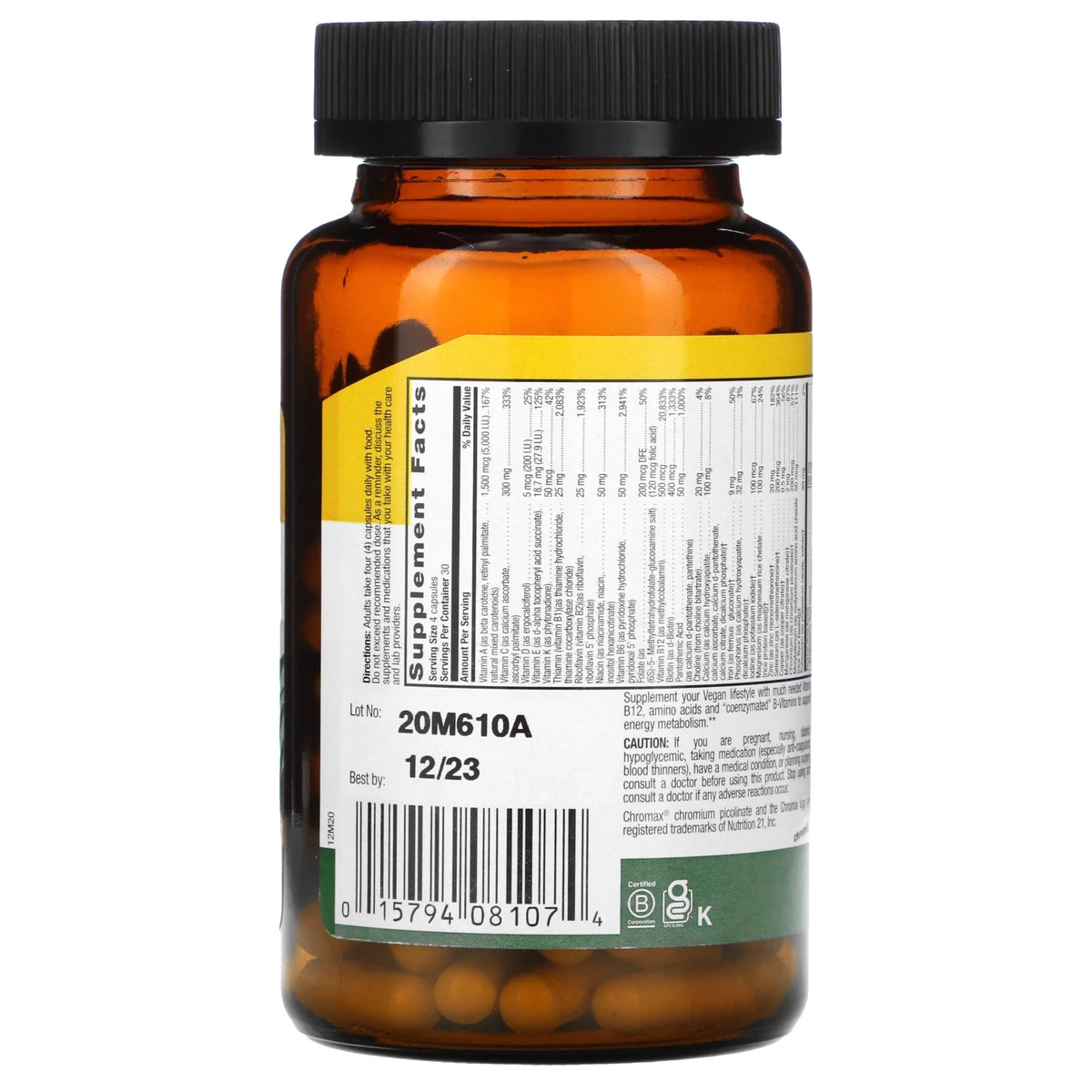 120 Vegan Capsules Multivitamin & Mineral Complex Q497664
