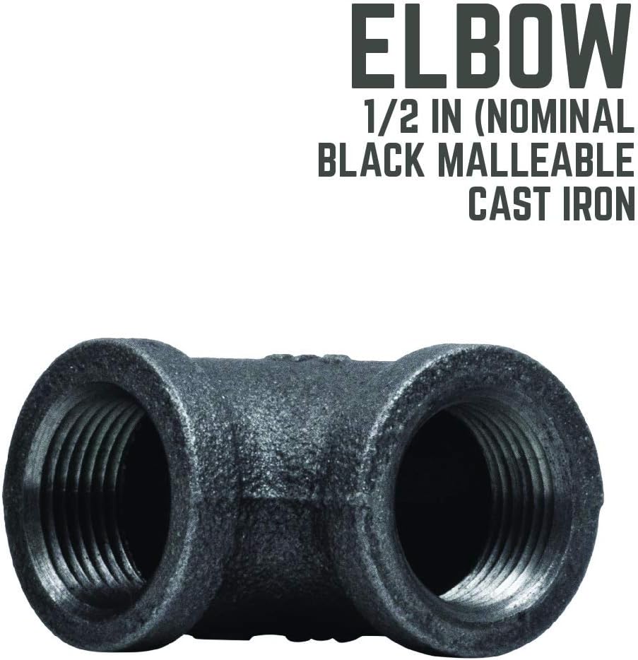 1/2 in. Black Malleable Iron 90 Degree Elbow, 10 Pack E1777