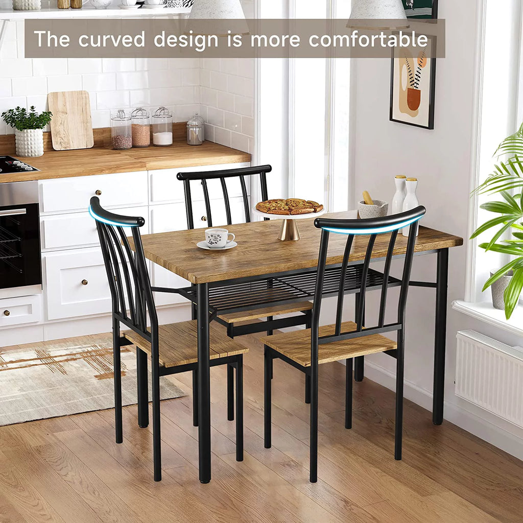 5-Piece Kitchen Table and Chairs for 4 with Metal Frame & Storage Rack K948947