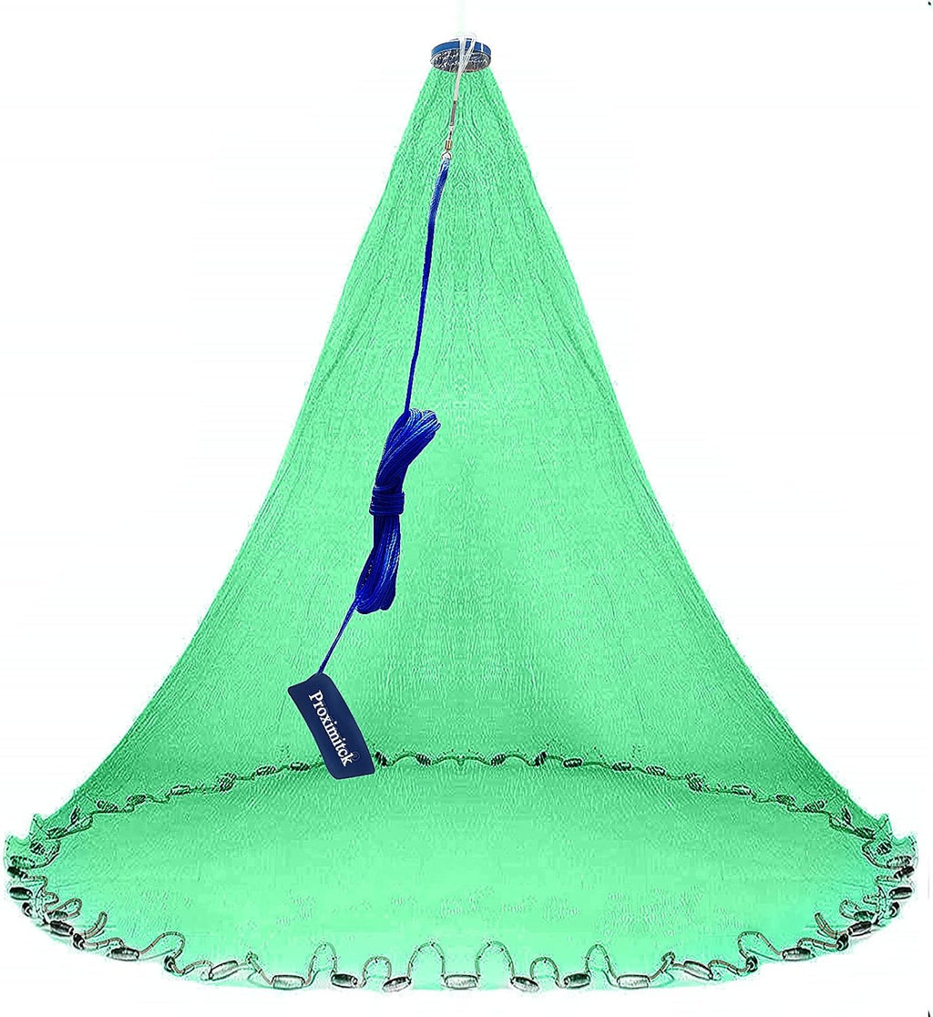 Handmade Saltwater Fishing Cast Net with Stainless Steel Round Weights, 4Ft/6Ft/8Ft Radius, 1/2 in Mesh Size, Pack of 2 S5749