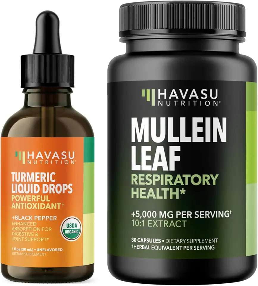 Organic Turmeric Liquid + Mullein Leaf Capsules Bundle H66595