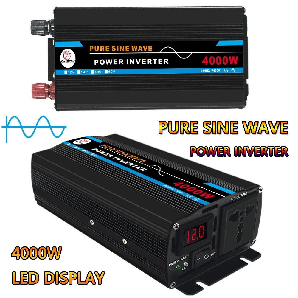 4000W Pure Sine Wave Power Inverter DC12V to AC 120V L7066