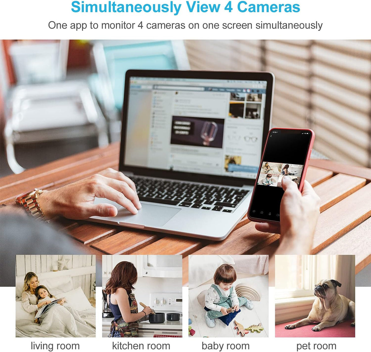 Indoor Security Camera, 1080P WiFi Camera with Motion Detection, Night Vision, 2-Way Audio, 360 Degree Black I7920