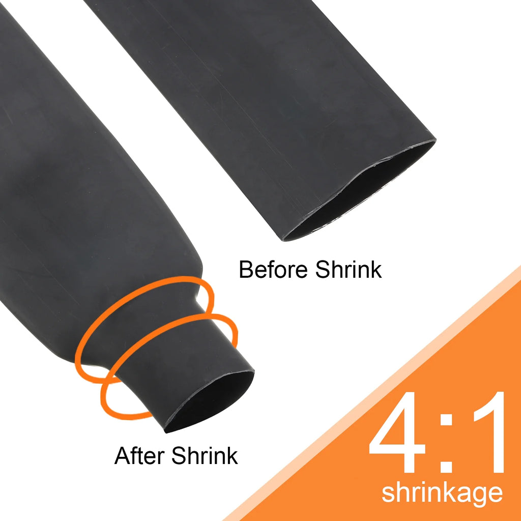 40mm Dia 16ft 4:1 Dual Wall Adhesive Lined Black Heat Shrink Tubing D298