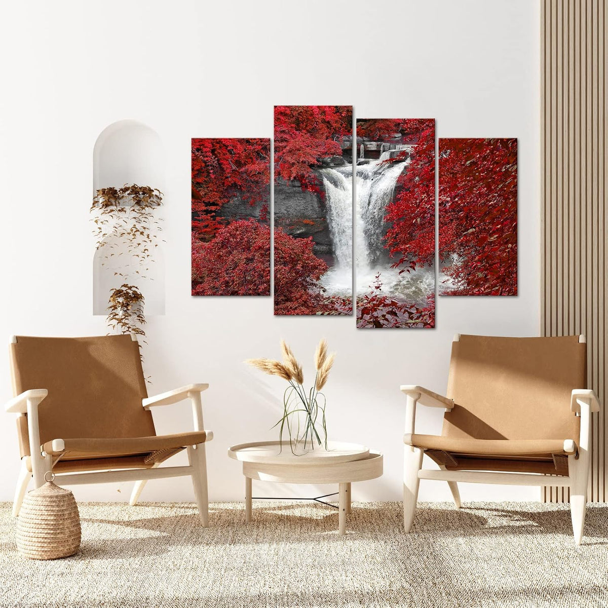 Black White and Red 4pcs Framed Canvas Print Wall Art 48x33inch U280