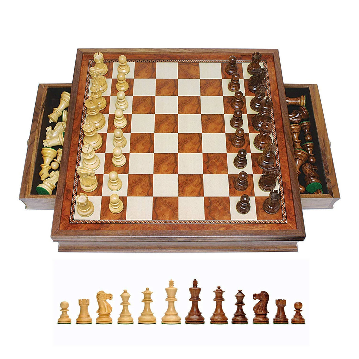 English Style Chess Set with Storage Drawers, 19 inch S24384