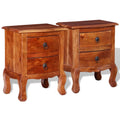 2 pcs Solid Acacia Wood Nightstands with Drawers Z72429
