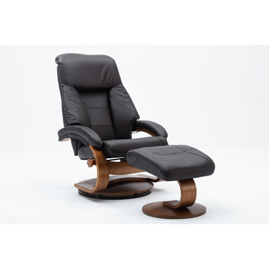 Top Grain Leather Recliner and Ottoman S107183