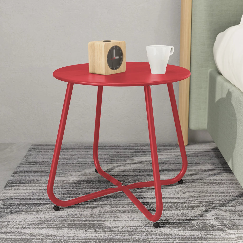 Steel Outdoor Side Table Red O657