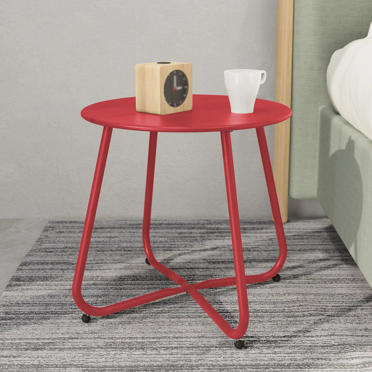 Steel Outdoor Side Table Red O657
