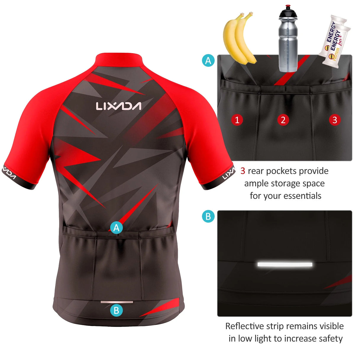 Breathable Sleeve Padded Cycling Jersey Set F49445