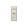 5 Drawer Wooden Chest with Bar Pull Handles Distressed White R458