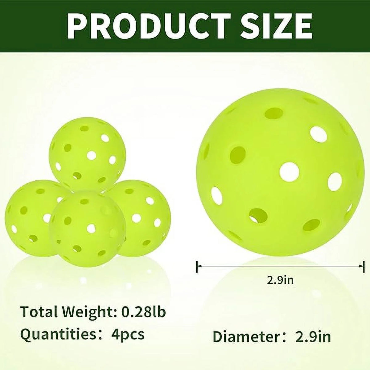 30PC Pickleballs 40 Holes Outdoor Indoor Green C812