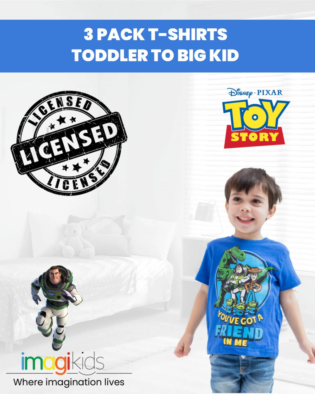 3 Pack Toddler Boys T-Shirts Y836