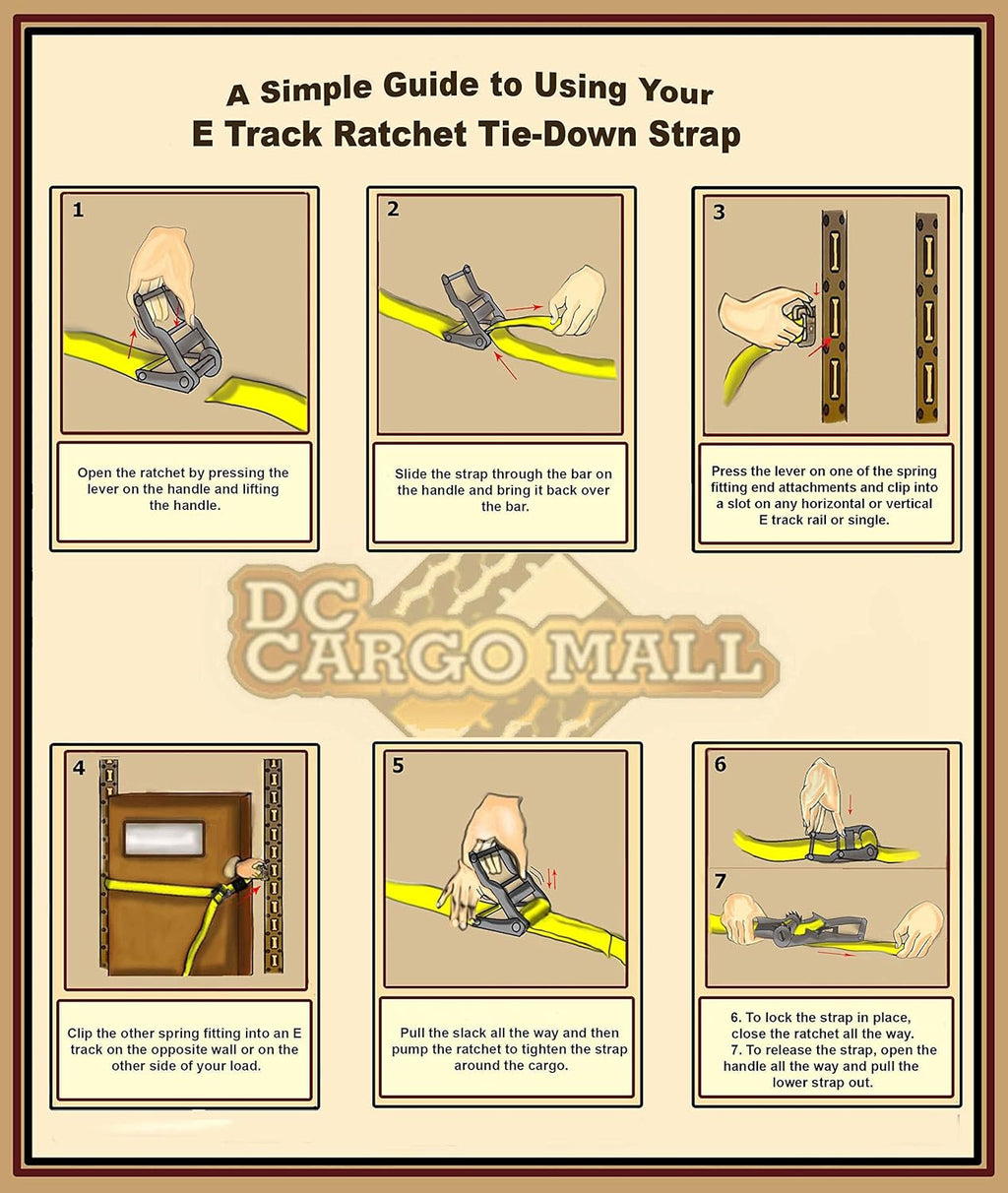 10 E Track Ratchet Tie-Down Cargo Straps, 2 x 16' Grey Polyester X457