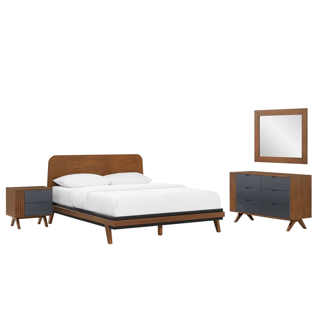 4 Piece Bedroom Set in Walnut E254690