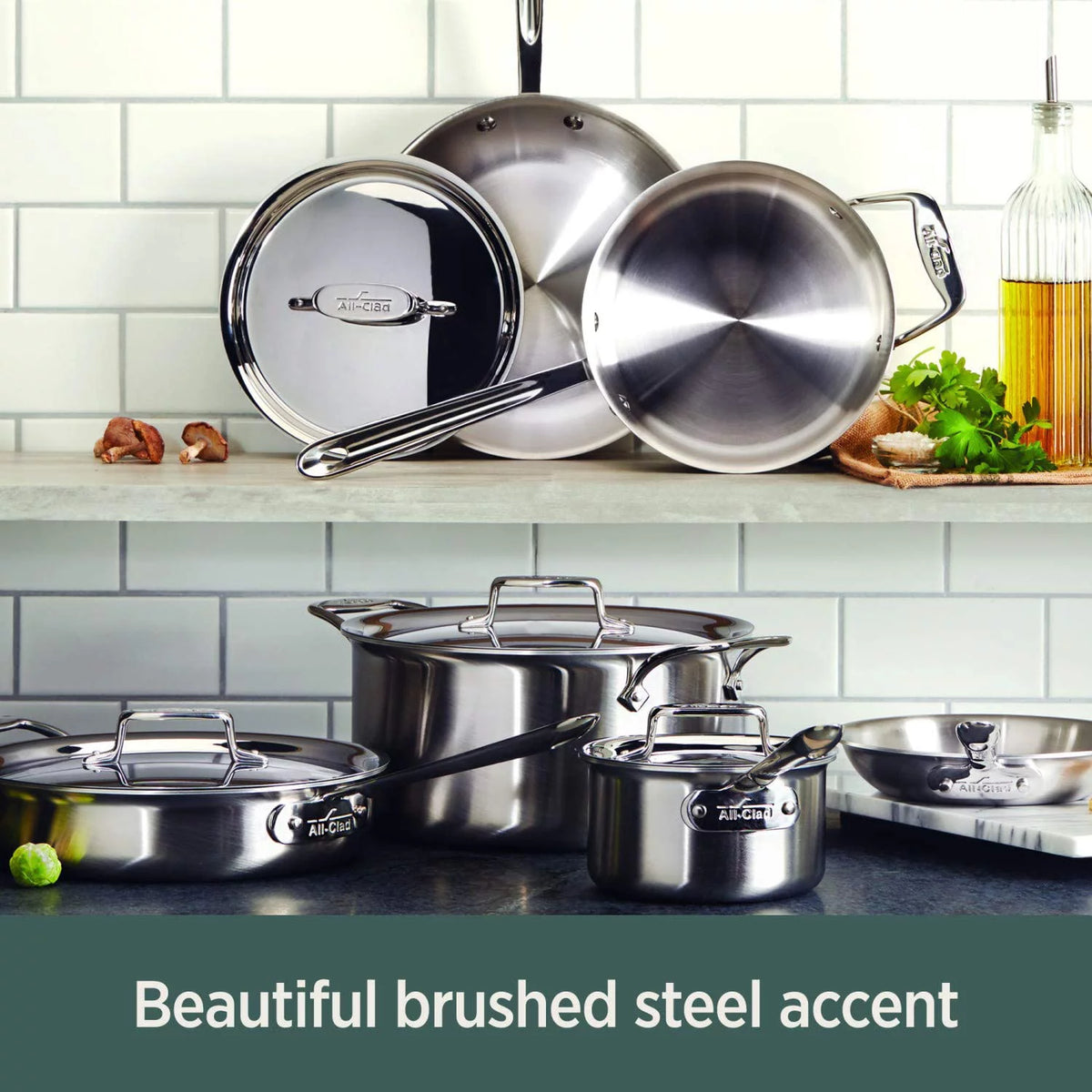 5-Ply Brushed Stainless Steel 14 Piece Cookware Set M592