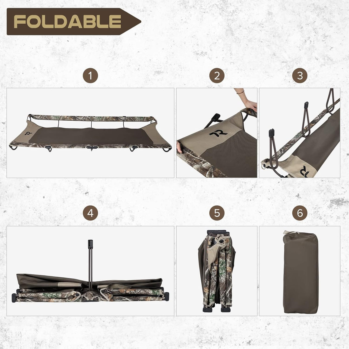 Camo Foldable Camping Cot with Carry Bag P730