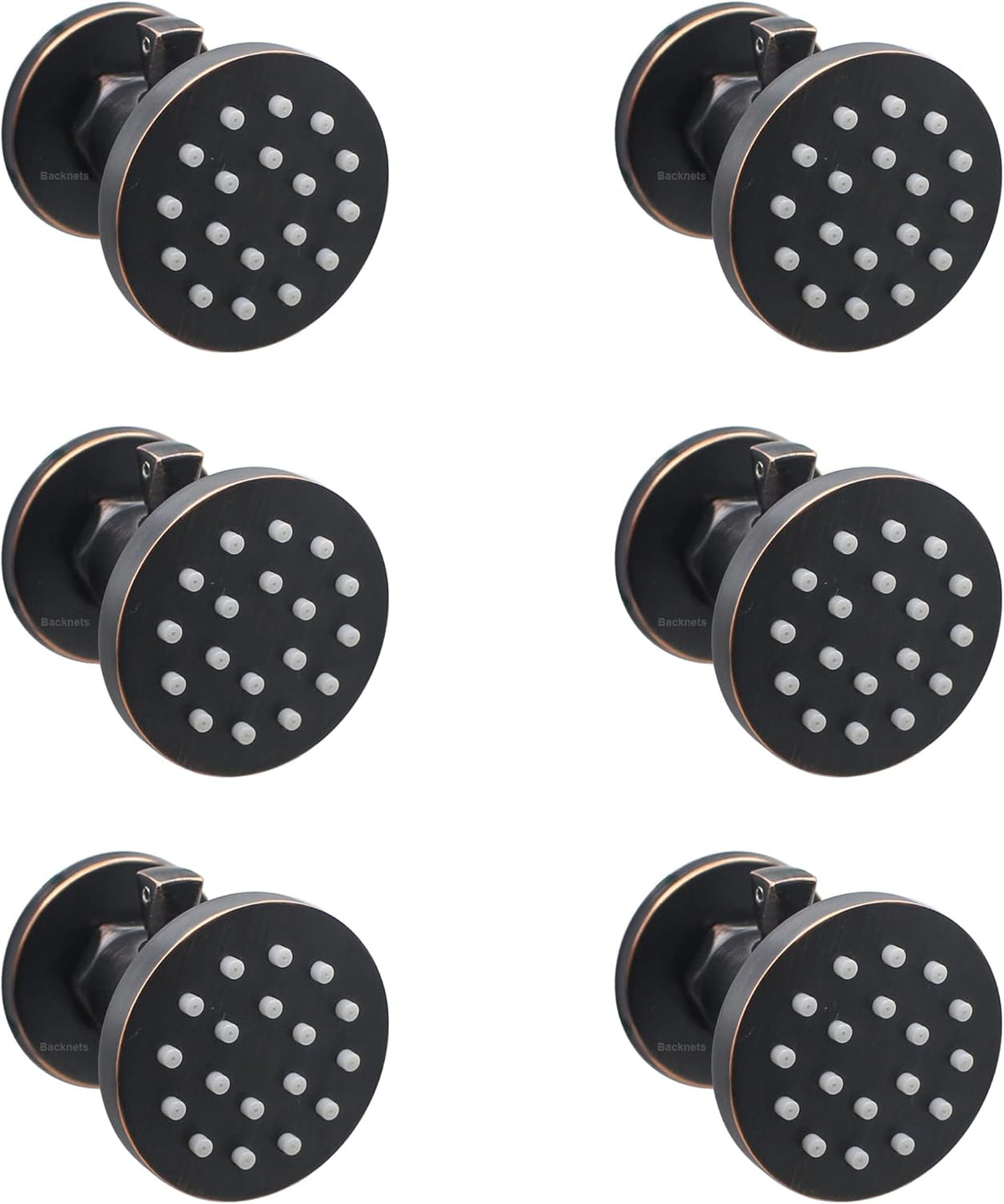 6PCS Brushed Nickel Solid Brass Round Shower Body Spray Nozzle Wall Jets E636784