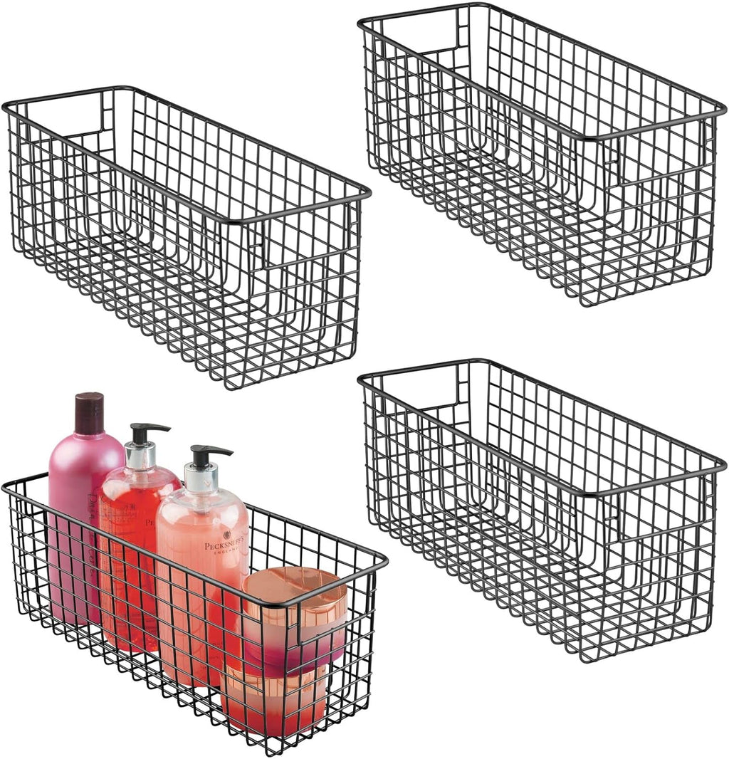 Farmhouse Metal Wire Bathroom Organizer Storage Bin Baskets - 4 Pack - Soft Brass Q3180