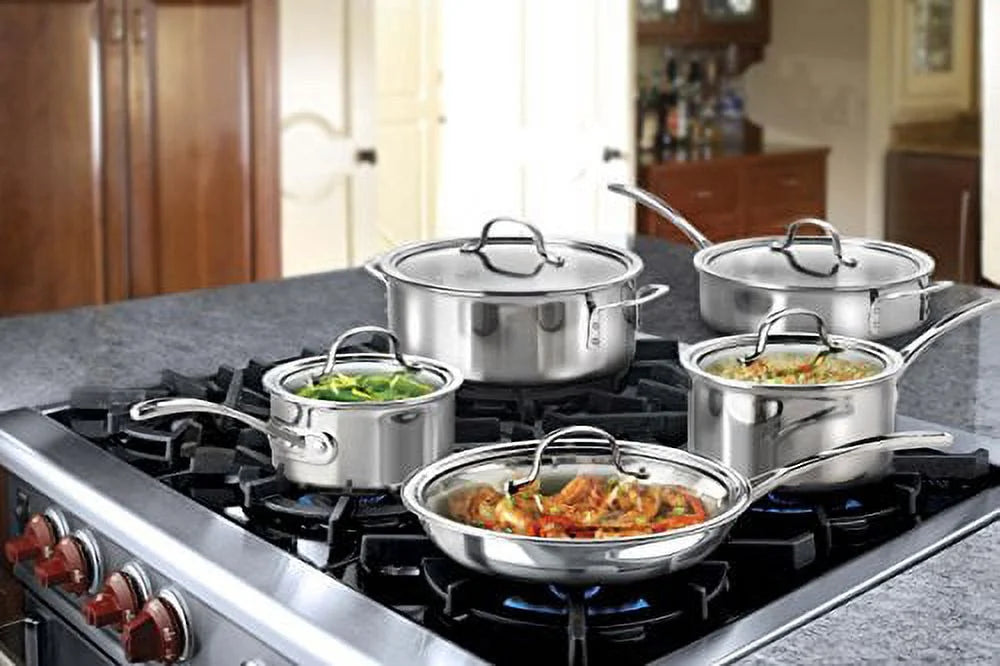 10 Piece Tri-Ply Stainless Steel Cookware Set U123