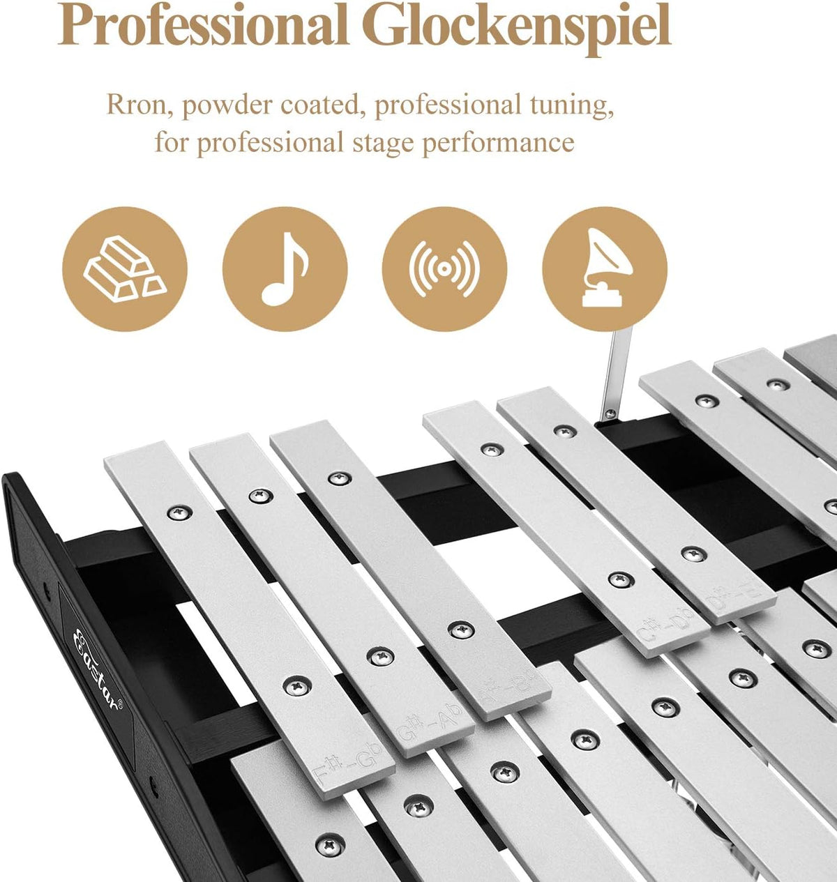 32 Note Glockenspiel Xylophone Bell Kit with 8 Inch Drum Practice Pad K236