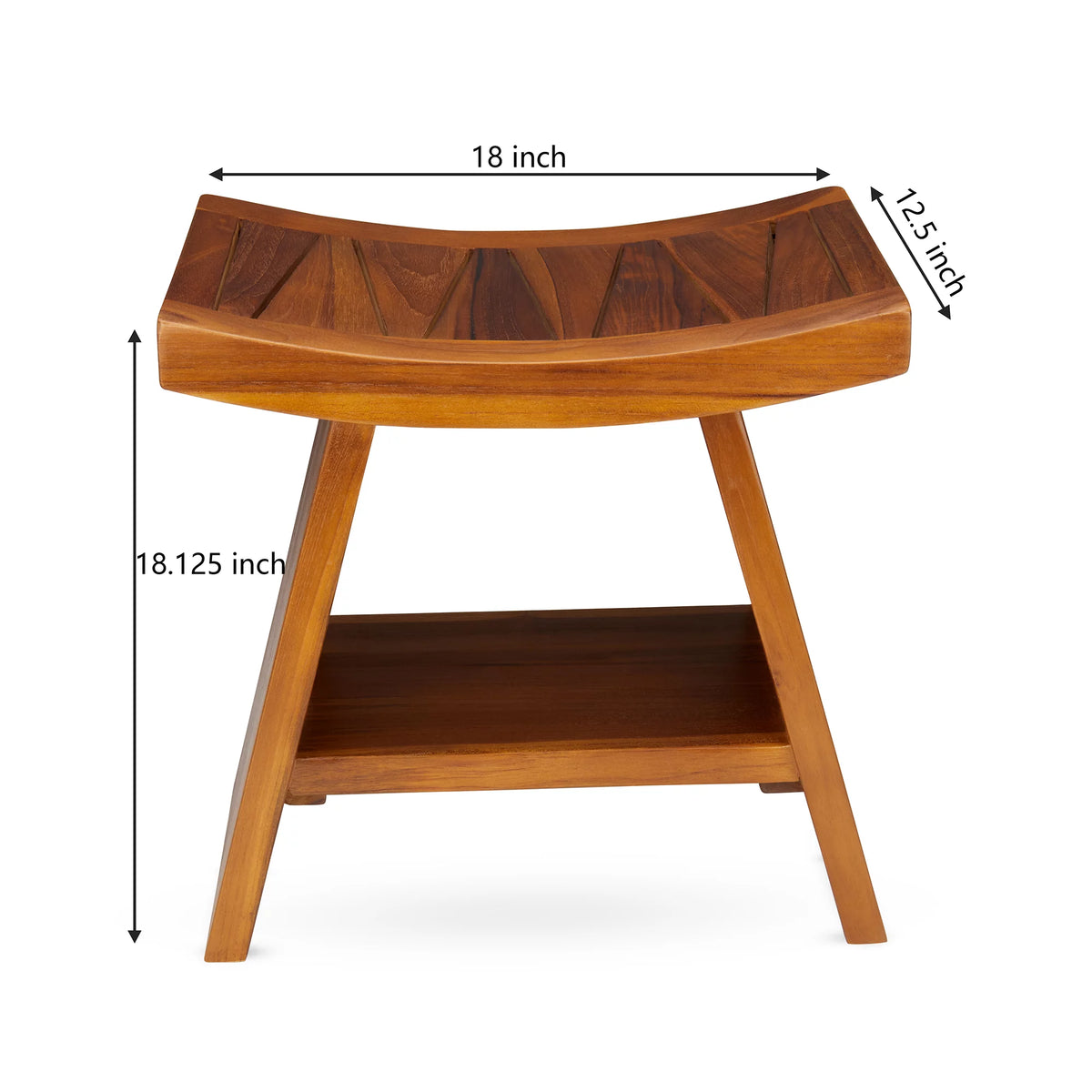 Teak Shower Stool with Shelf D1569