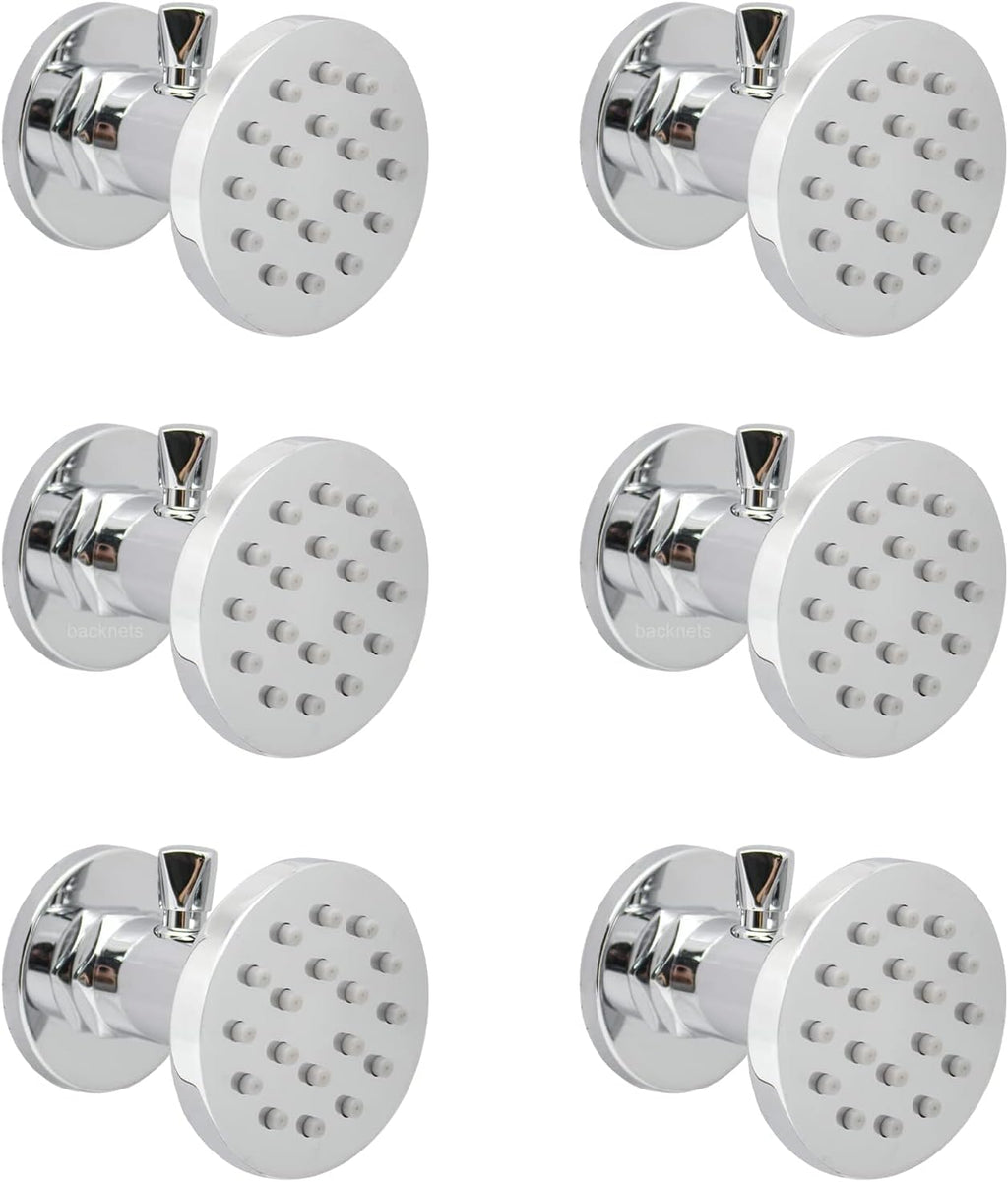 6PCS Brushed Nickel Solid Brass Round Shower Body Spray Nozzle Wall Jets E636784