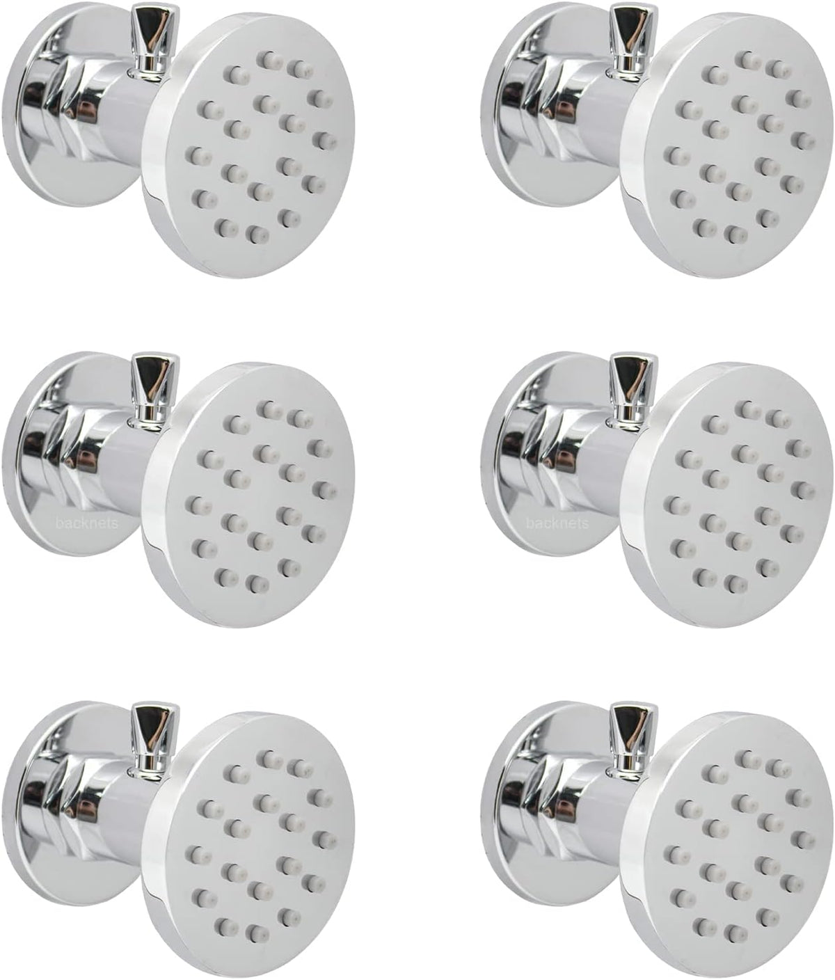 6PCS Brushed Nickel Solid Brass Round Shower Body Spray Nozzle Wall Jets E636784