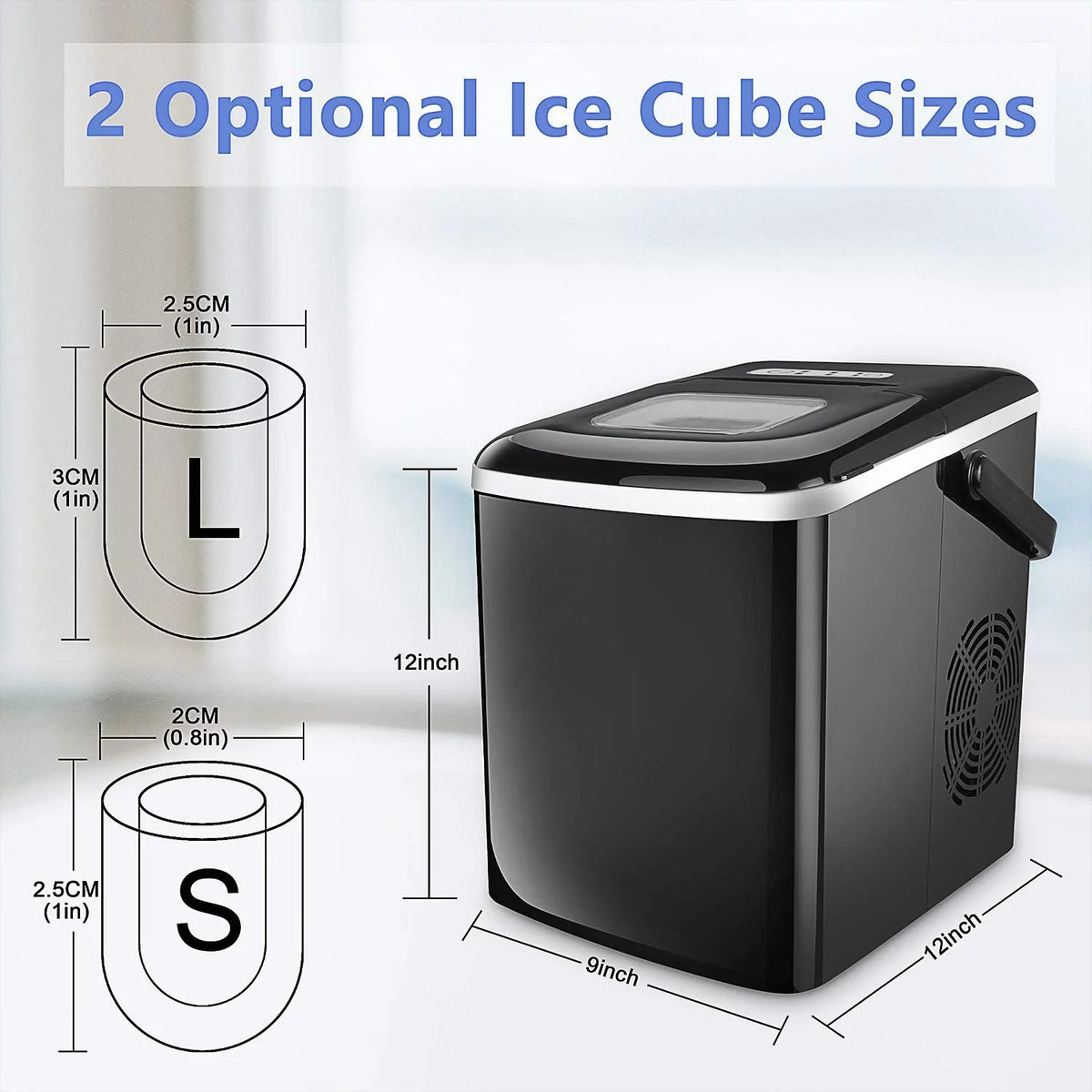 Portable Countertop Ice Maker with 2 Ice Cube Sizes C493