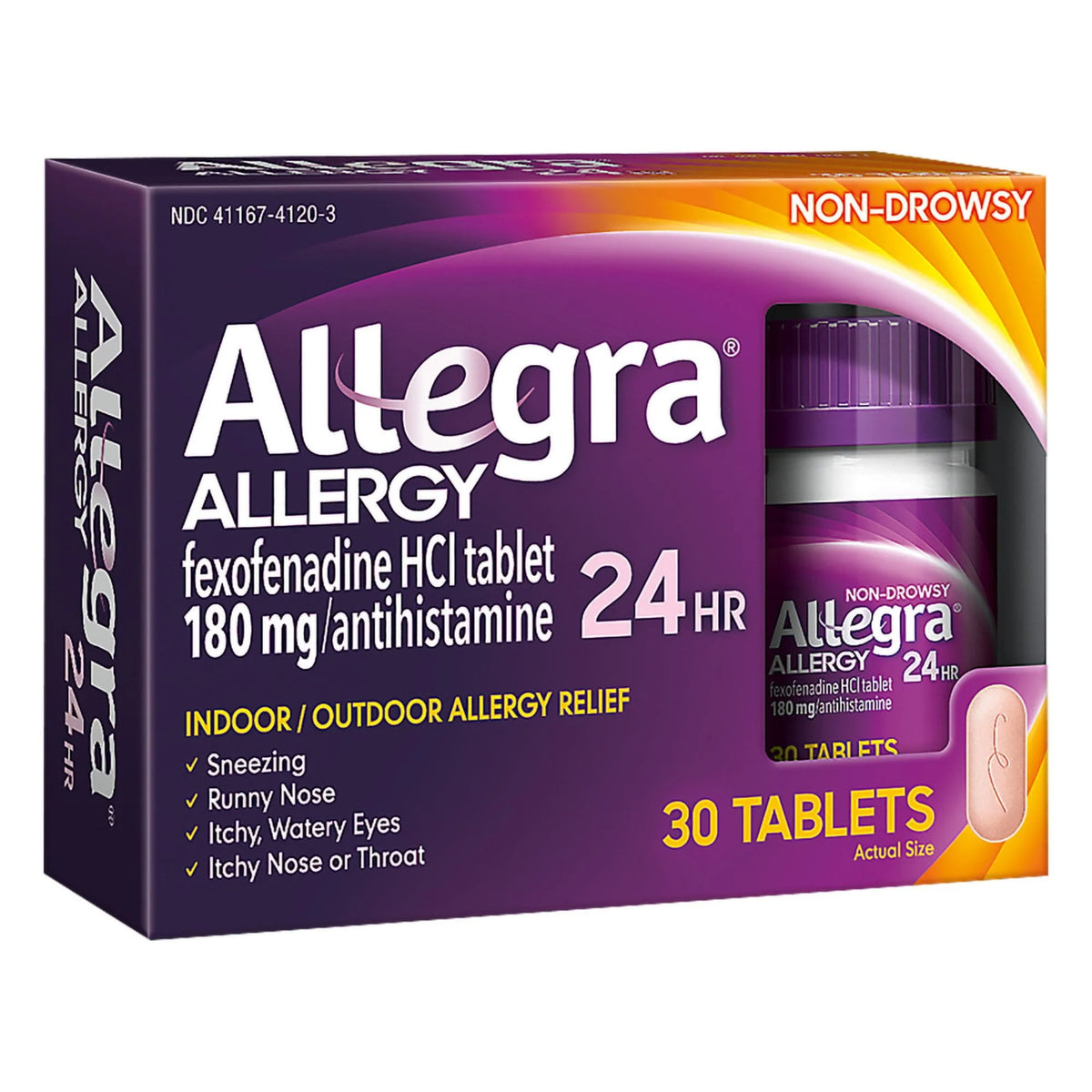 30 Pills 180 mg Antihistamine Tablets U752
