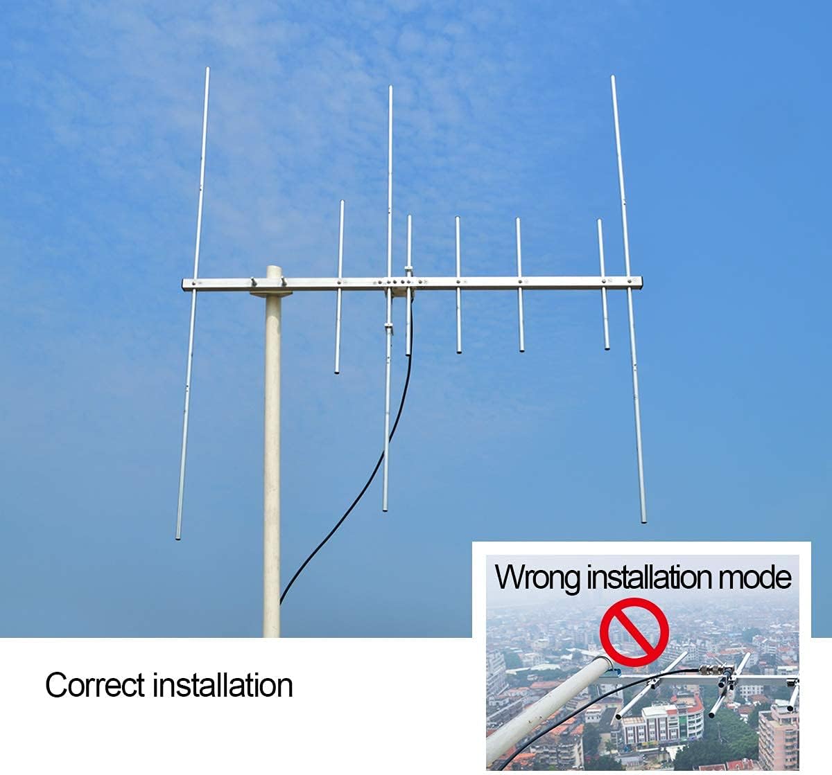 Dual Band Outdoor Yagi Antenna 8 Elements 3 Sections A868