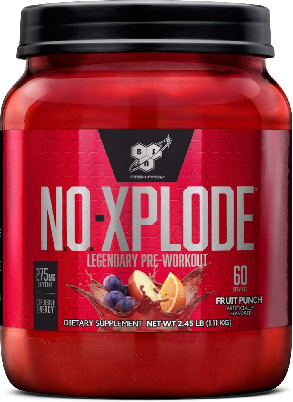 60 Servings Fruit Punch Pre Workout Supplement with Creatine and Beta-Alanine L6362