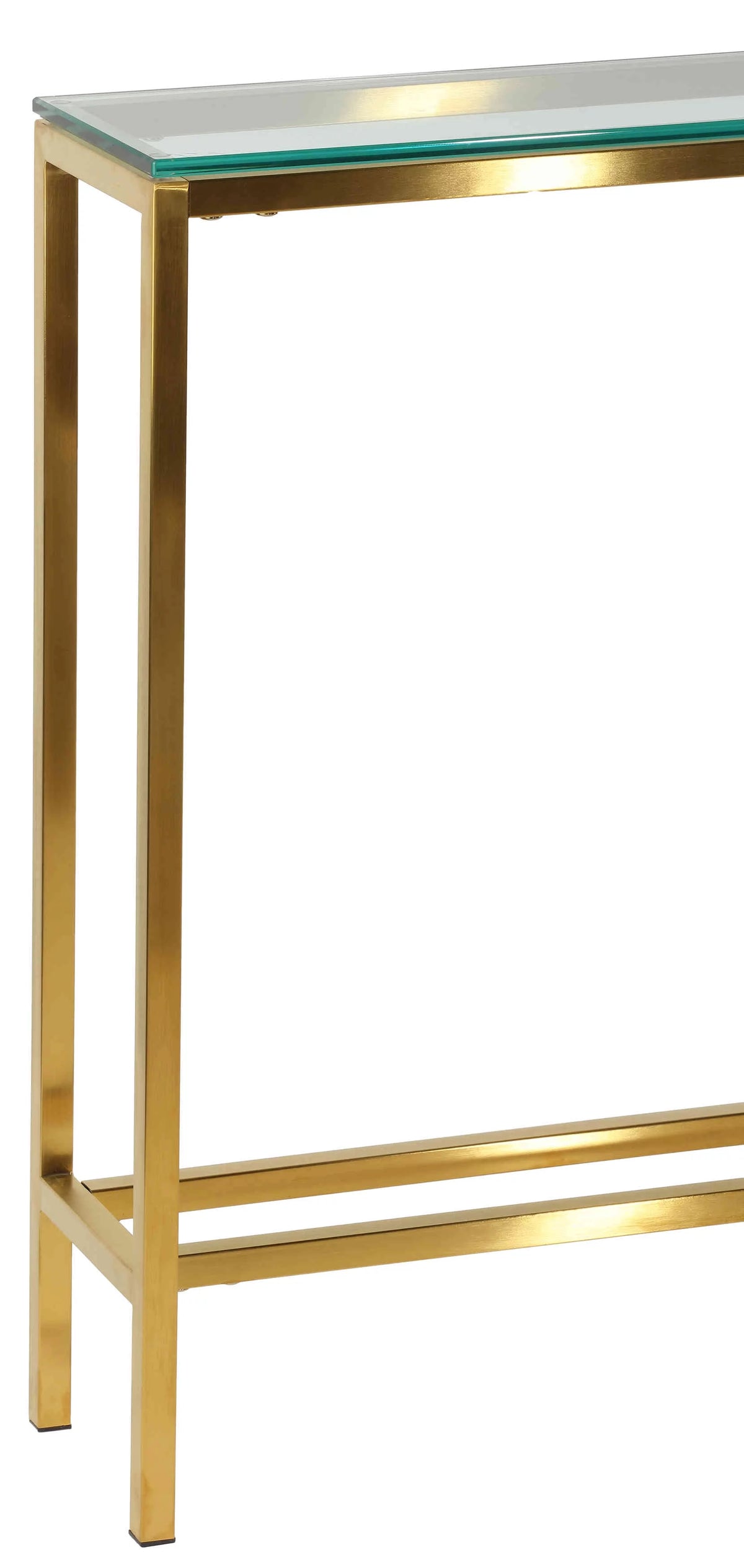 Brushed Gold Console Table with Clear Glass C733914