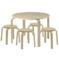 Bentwood Round Table and Stool Set, Natural, 5-Piece R89343