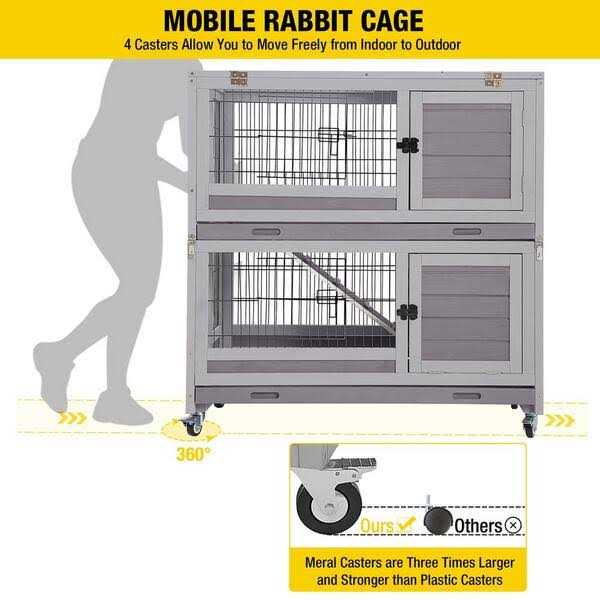 Wooden Rabbit Hutch with Folding Design J795