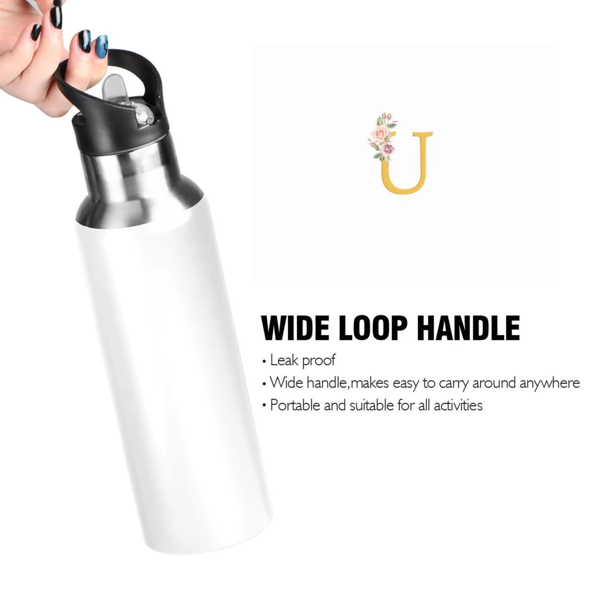 Stainless Steel Insulated Water Bottle with Straw Lid H55349