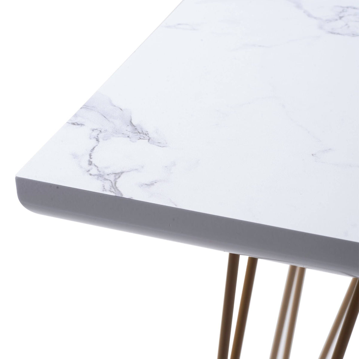 White Gold Gloss Wood Top Table J509