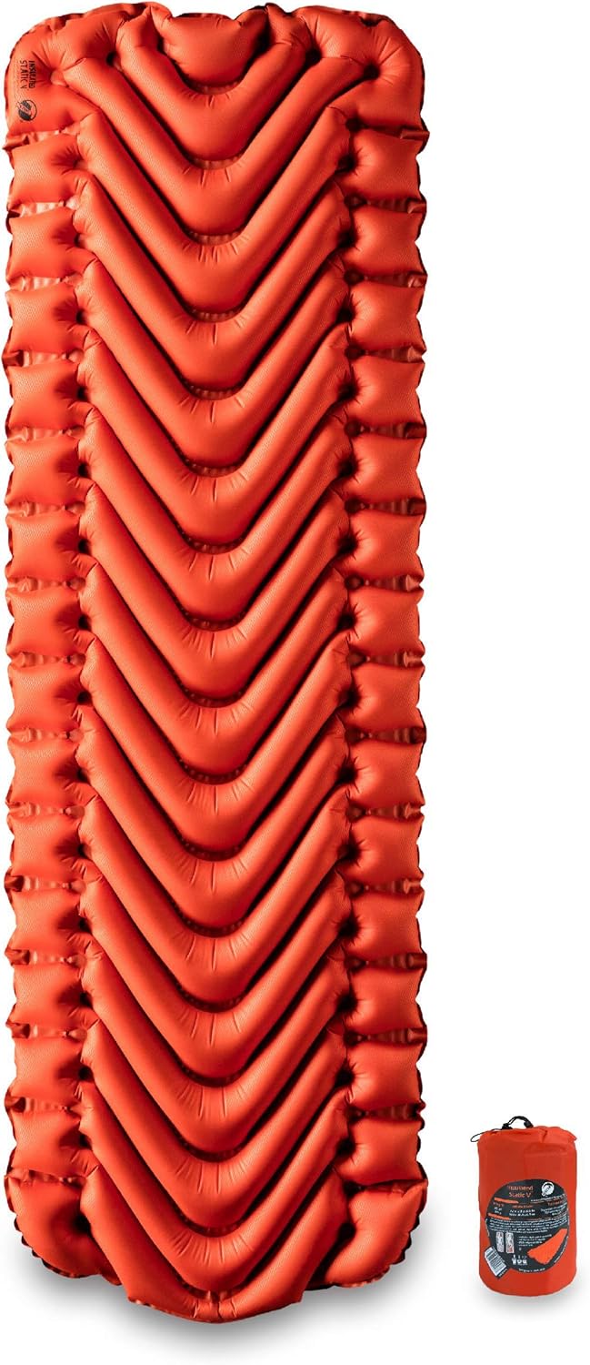 Insulated Static V Sleeping Pad, Lightweight, 2.5 Inches Thick, Inflatable Camping Mattress F694581
