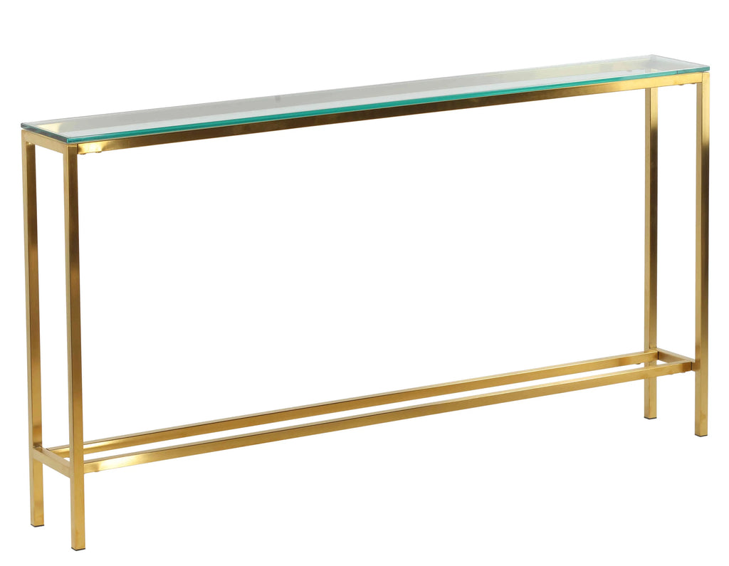 Brushed Gold Console Table with Clear Glass C733914