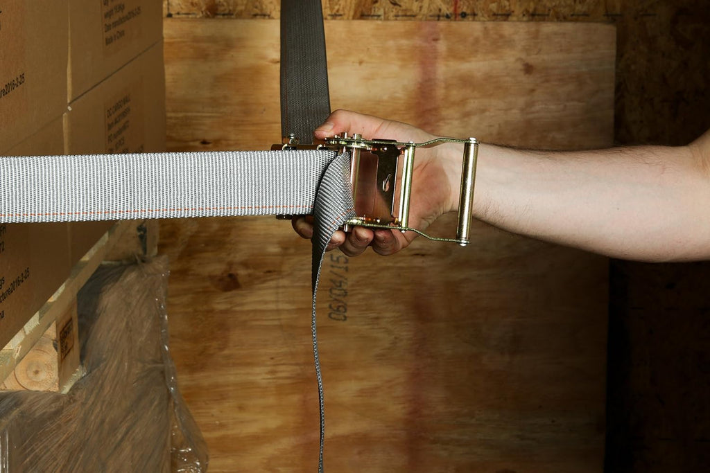 10 E Track Ratchet Tie-Down Cargo Straps, 2 x 16' Grey Polyester X457