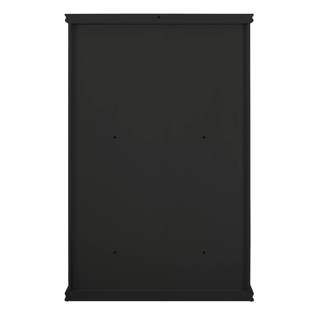 Black Storage Cabinet with Tempered Glass Doors and Triple Drawers O73612
