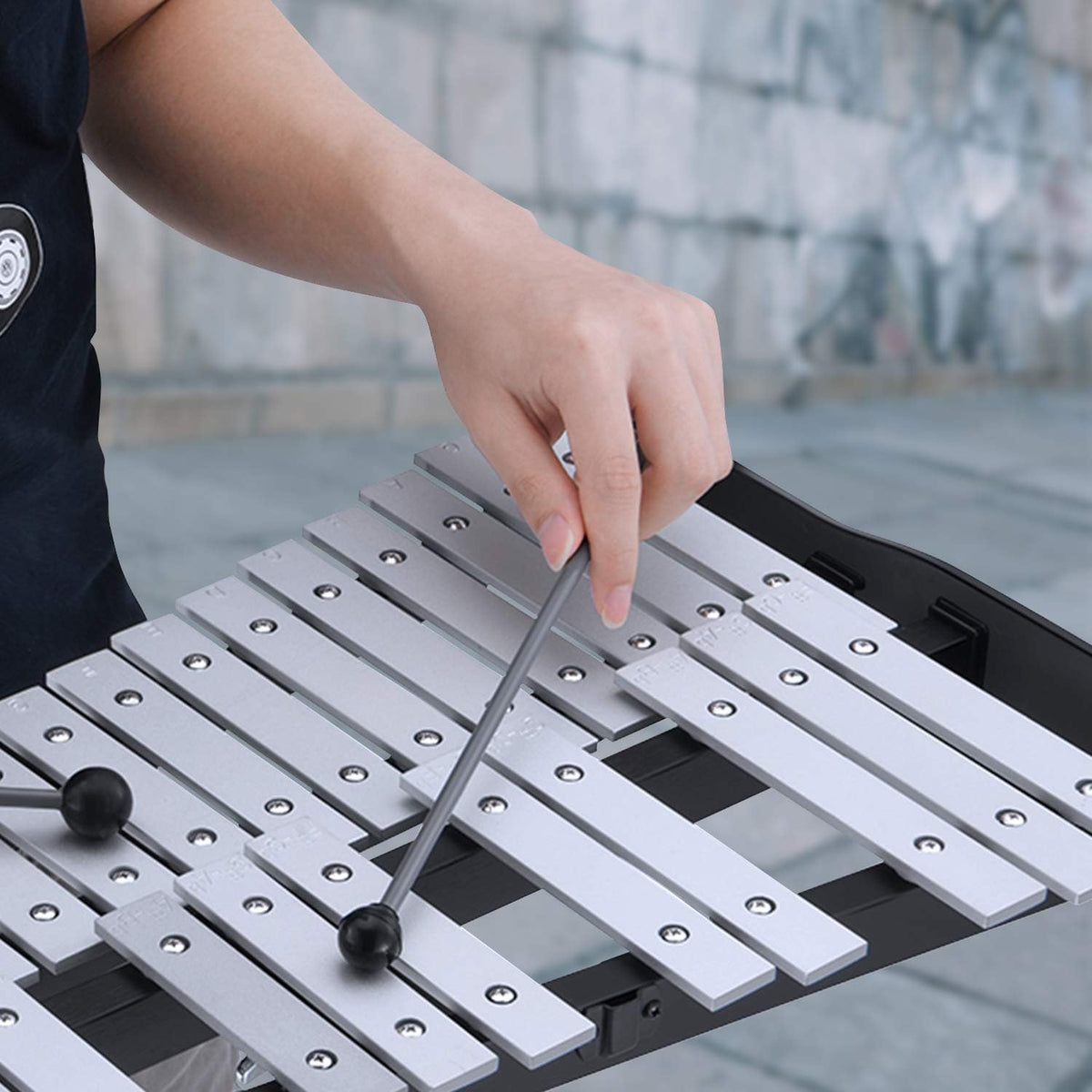 32 Note Glockenspiel Xylophone Bell Kit with 8 Inch Drum Practice Pad K236