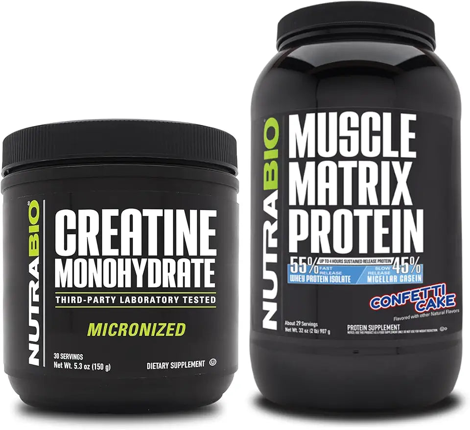 Unflavored Creatine Monohydrate and Confetti Cake Protein Powder Supplement Bundle O648308