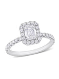 14k White Gold Diamond Emerald-Cut Halo Engagement Ring L914041