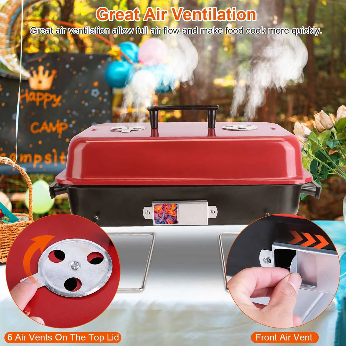 Portable Charcoal Grill with Lid H72720