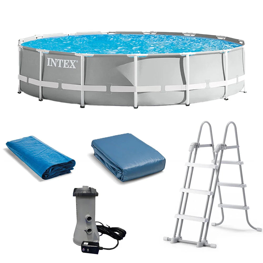 15 Foot x 42 Inch Prism Frame Above Ground Swimming Pool Set with Filter Q5408