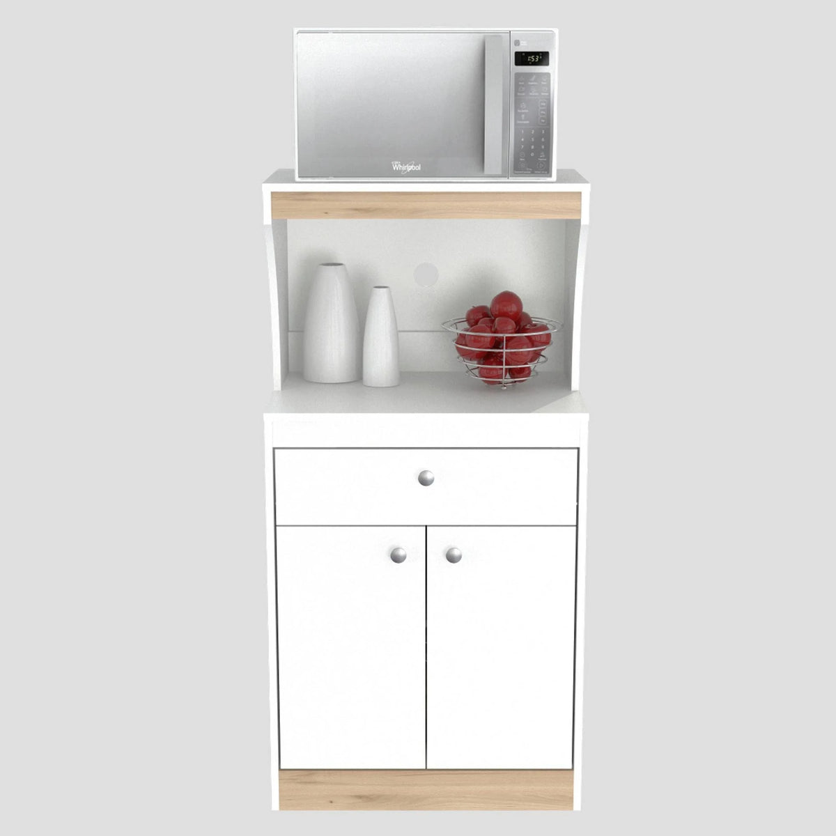 White and Vienes Oak Microwave Cabinet F3352
