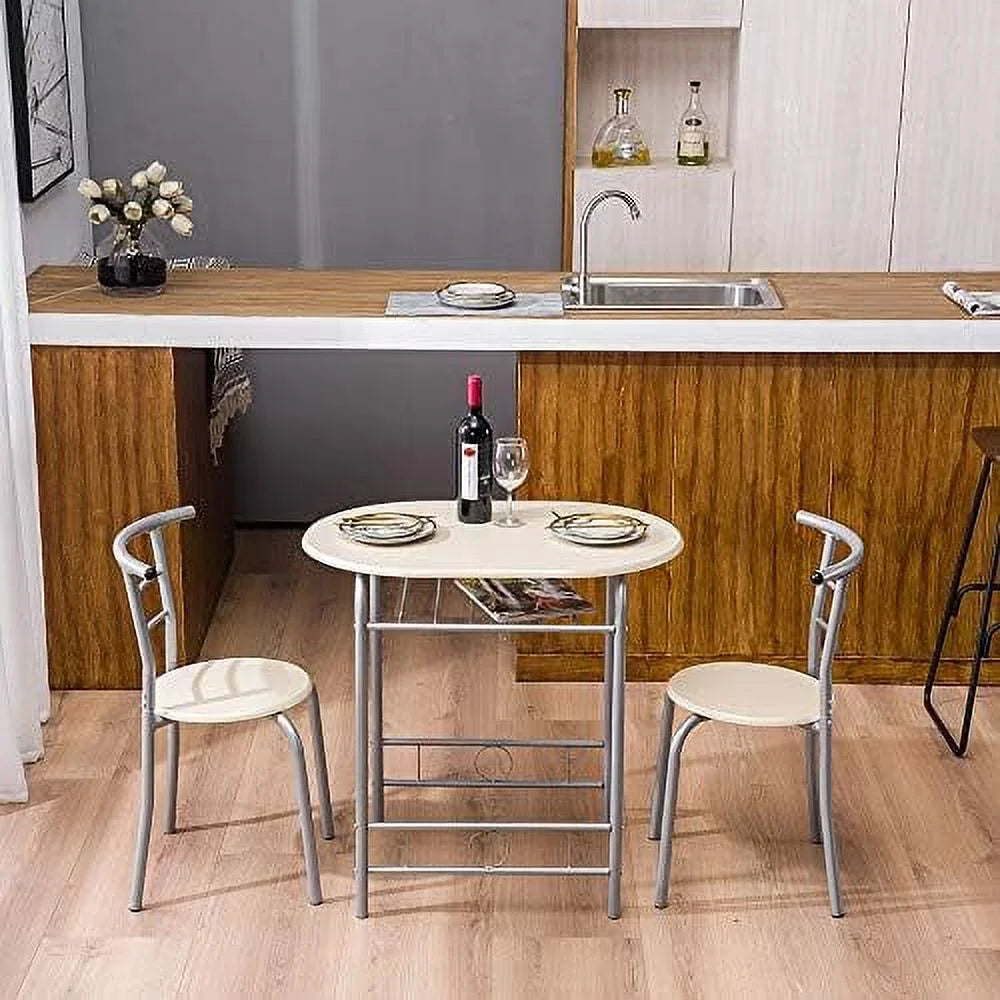 Black Space Saving Dining Table Set with 2 Chairs I206
